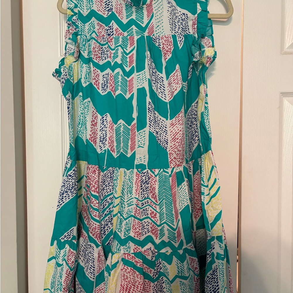 Pinch Teal and Red Chevron Midi Dress